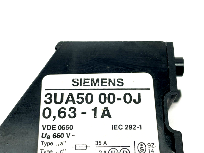 Siemens 3UA5000-0J 0,63-1A Overload Relay - Maverick Industrial Sales