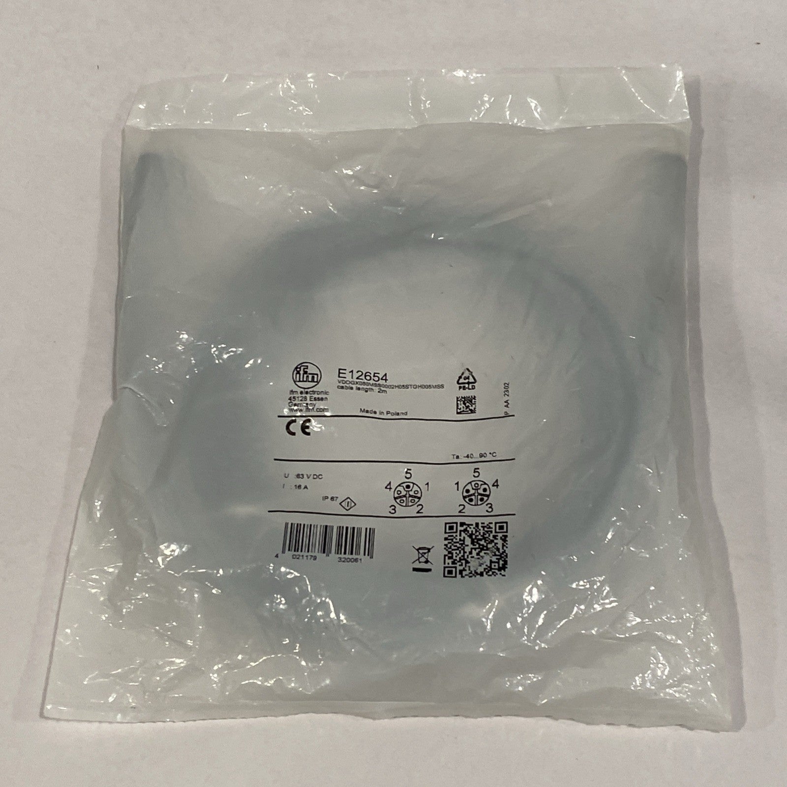 IFM E12654 Connection Cable 2m - New - Maverick Industrial Sales