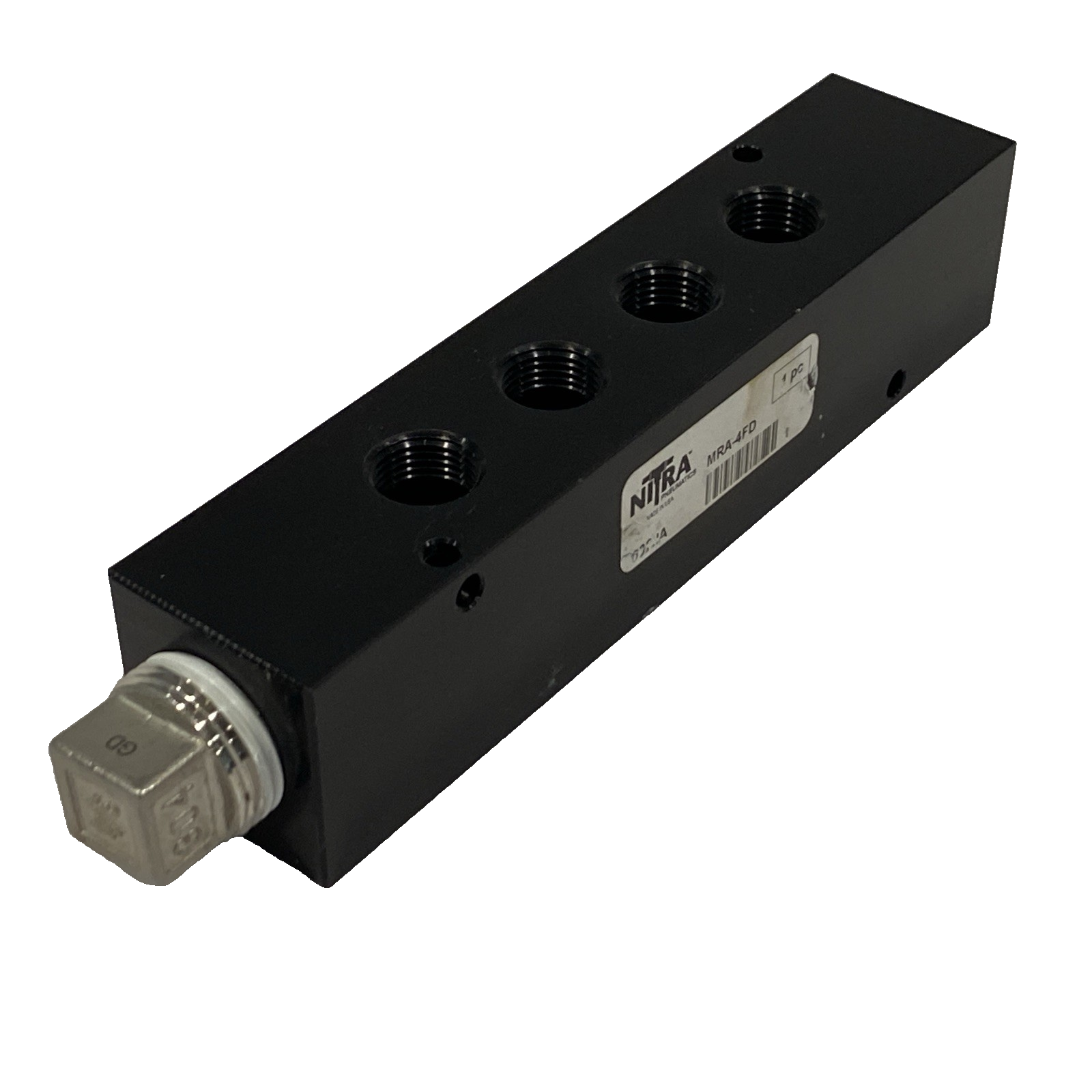 Nitra MRA-4FD Pneumatic Valve Manifold Aluminum Black, 4 Station - Used - Maverick Industrial Sales