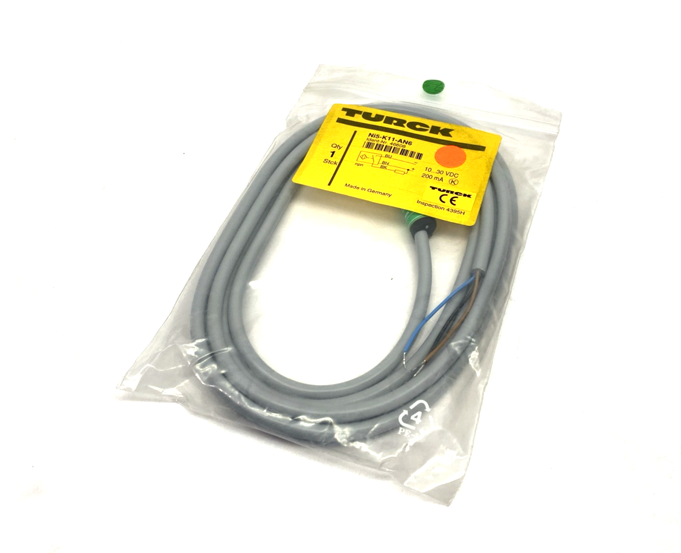 Turck Ni5-K11-AN6 Inductive Sensor 11mm Barrel Dia. 2m Cable 46608 NO HARDWARE - New – Open box - Maverick Industrial Sales