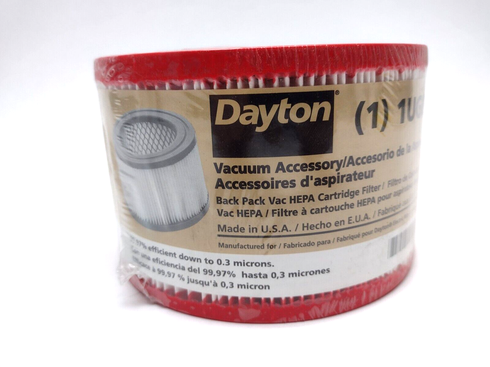 Dayton (1) 1UG89 Vacuum Accessory Back Pack HEPA Cartridge Filter 0.3 Microns - Maverick Industrial Sales