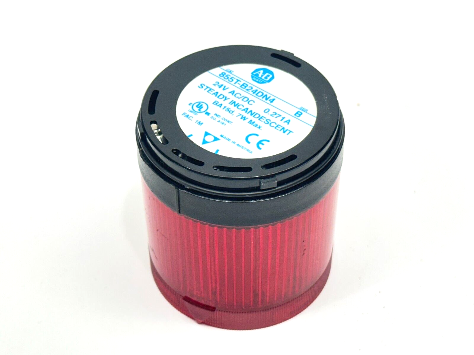 855T-B24DN4 | Allen Bradley Ser. B Steady Incandescent Stack Light Red 24V - Used - Maverick Industrial Sales