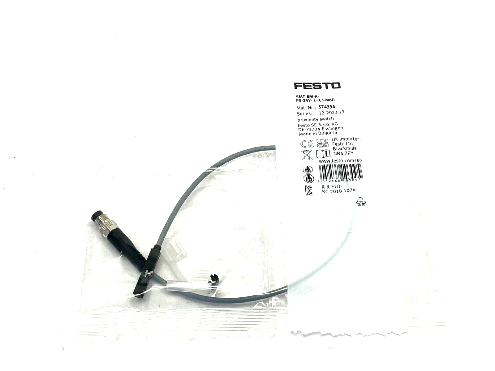 Festo SMT-8M-A-PS-24V-E-0,3-M8D Proximity Sensor NO COntact, A-Coded, 574334 - Maverick Industrial Sales