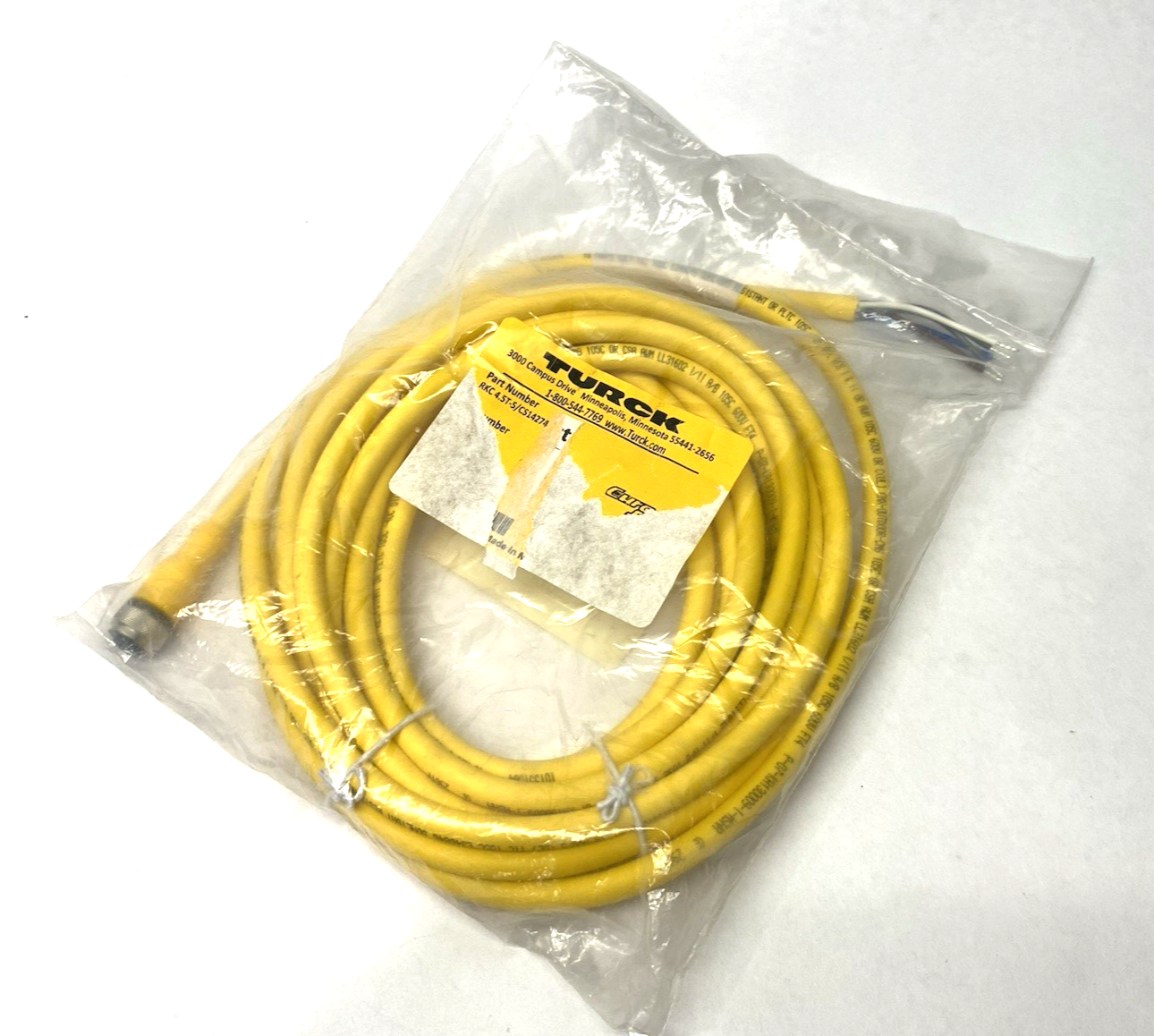 Turck RKC 4.5T-5/CS14274 Eurofast Single Ended Cordset M12 5-Pin U-72425 - Maverick Industrial Sales