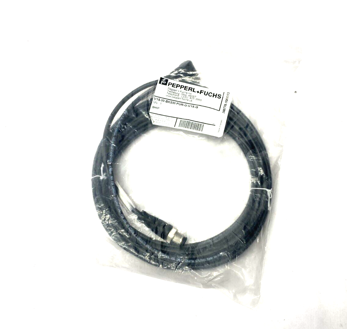 V15-W-BK5M-PUR-U-V15-G, 240776-100013 | Pepperl+Fuchs V15-W-BK5M-PUR-U-V15-G M12 5-Pin Angle Female - Male 240776-100013 - New - Maverick Industrial Sales