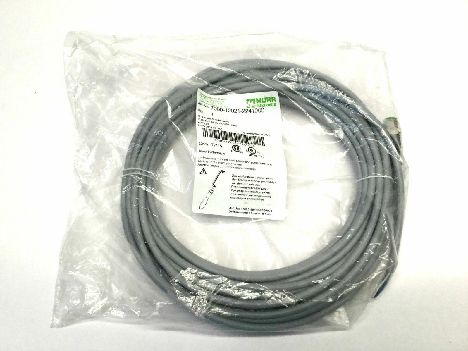 7000-12021-2241000 | Murr Elektronik M12 Male Cable AWG 22 - New - Maverick Industrial Sales