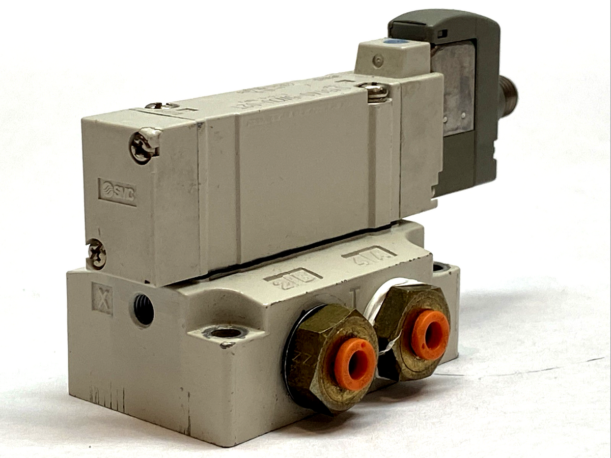 SY5140-5WOU-02T | SMC Solenoid Valve 5-Port 24VDC 1/4" Base Mount - Used - Maverick Industrial Sales