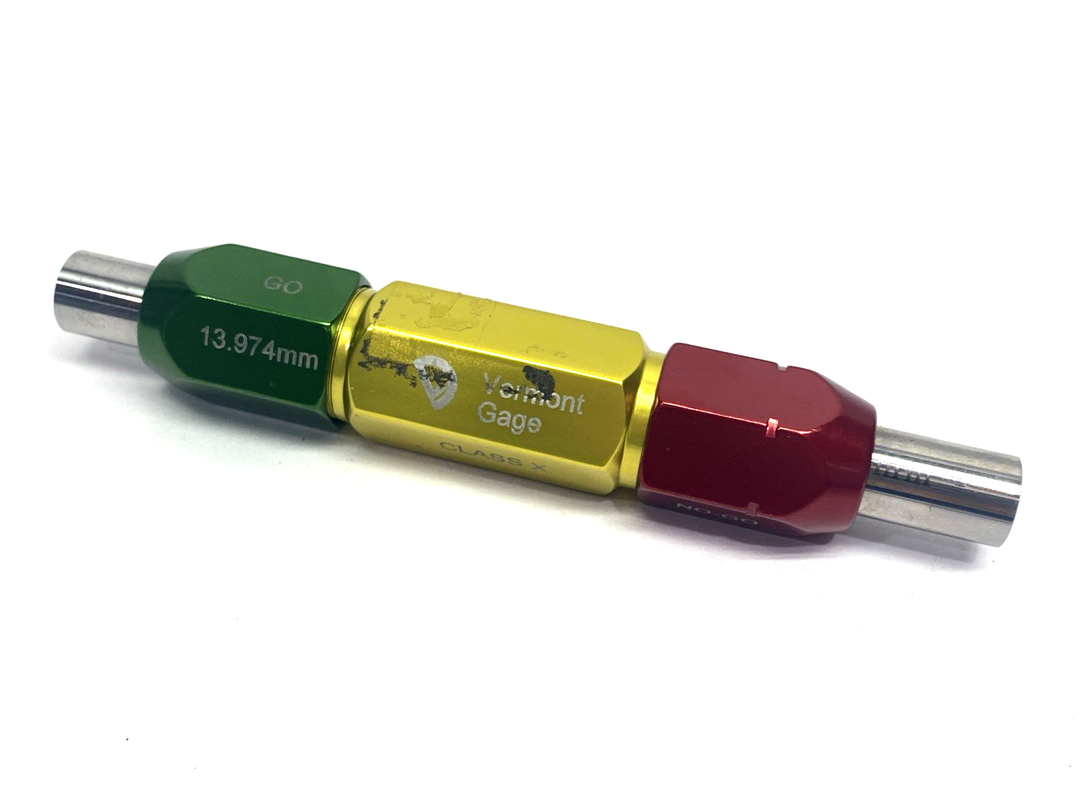 GS420284, IND GS420284 | Vermont Gage IND GS420284 Class X Pin Gage GO 13.974mm NO-GO 14.026mm - Used - Maverick Industrial Sales