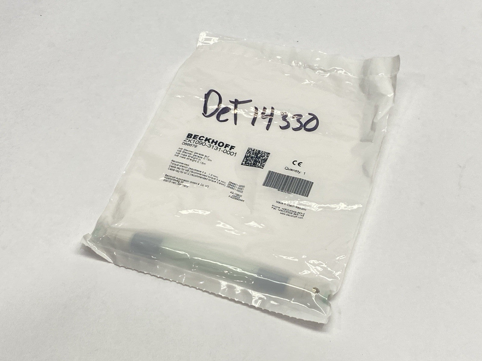 Beckhoff ZK1090-3131-0001 EtherCAT Extension Cable M8 4-Pin Male 0.13m - Maverick Industrial Sales
