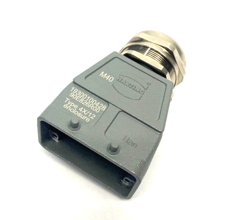Harting 19300100428 Heavy Duty Han B Hood Top Entry HC 4 Pegs M40 w/ Cable Gland - Maverick Industrial Sales