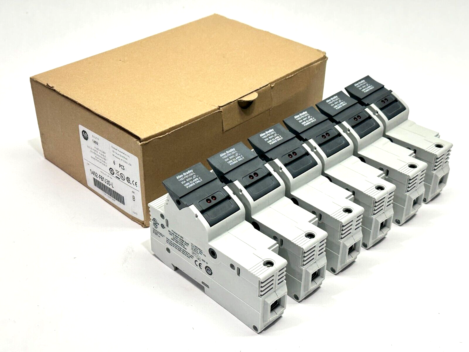 1492-FB1J30-L | Allen Bradley Ser B Fuse Holder 30A 600V BOX OF 6 - New – Open box - Maverick Industrial Sales