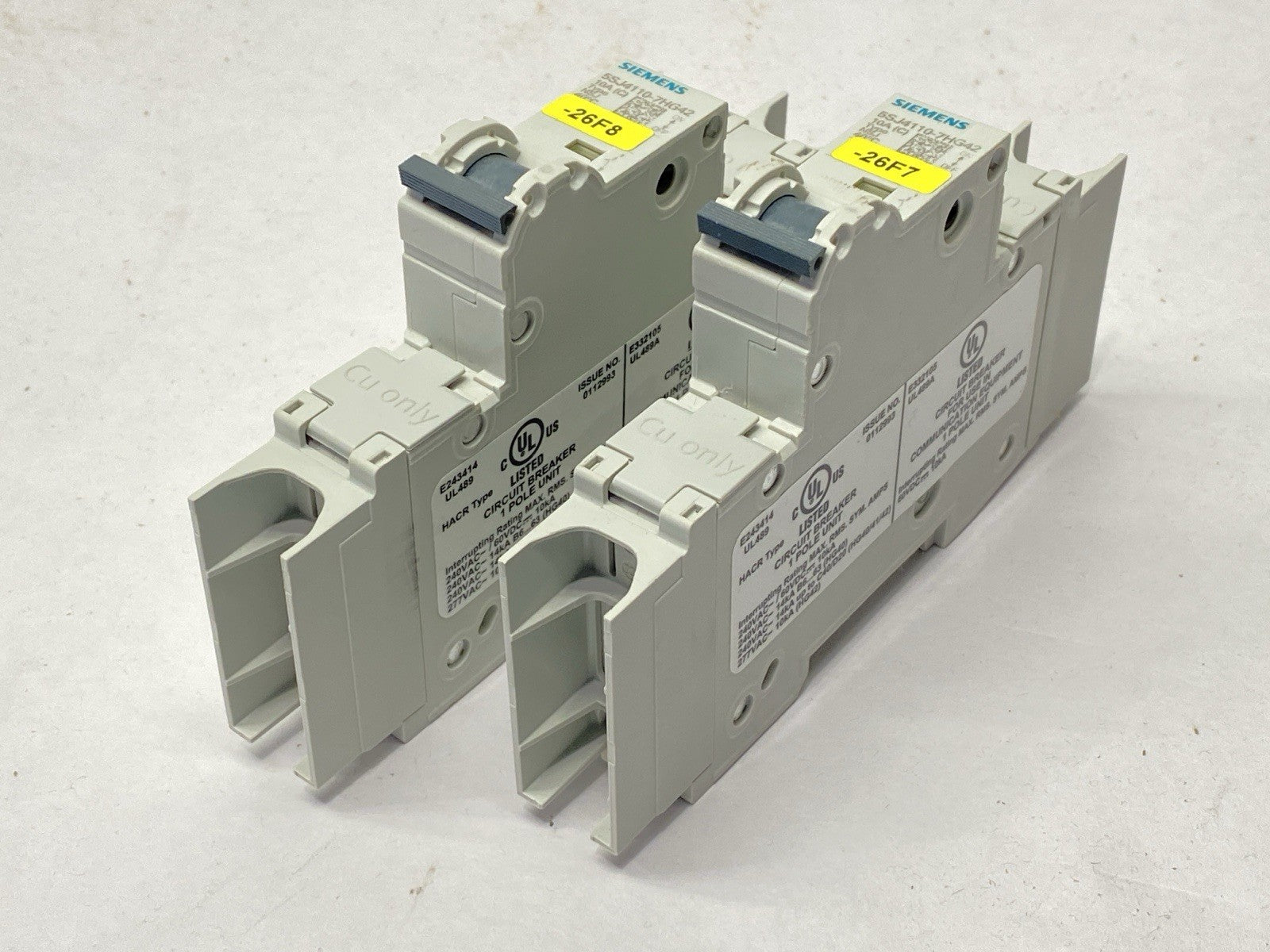 Siemens 5SJ4110-7HG42 Circuit Breaker 1P 10A 277/489V LOT OF 2 - Maverick Industrial Sales