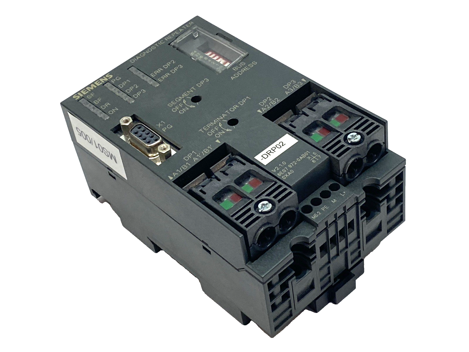 Siemens 6ES7972-0AB01-0XA0 PROFIBUS DP Diagnostic Repeater 24V MISSING SCREWS - Maverick Industrial Sales