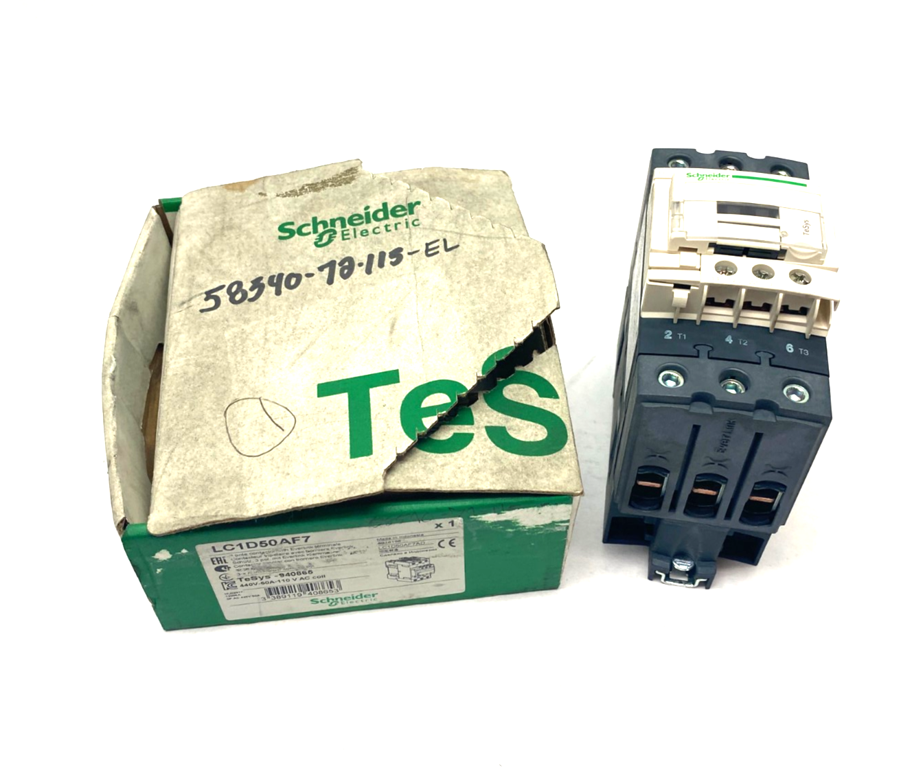 Schneider Electric LC1D50AF7 TeSys Deca IEC Contactor, Nonreversing 3-Phase - Maverick Industrial Sales