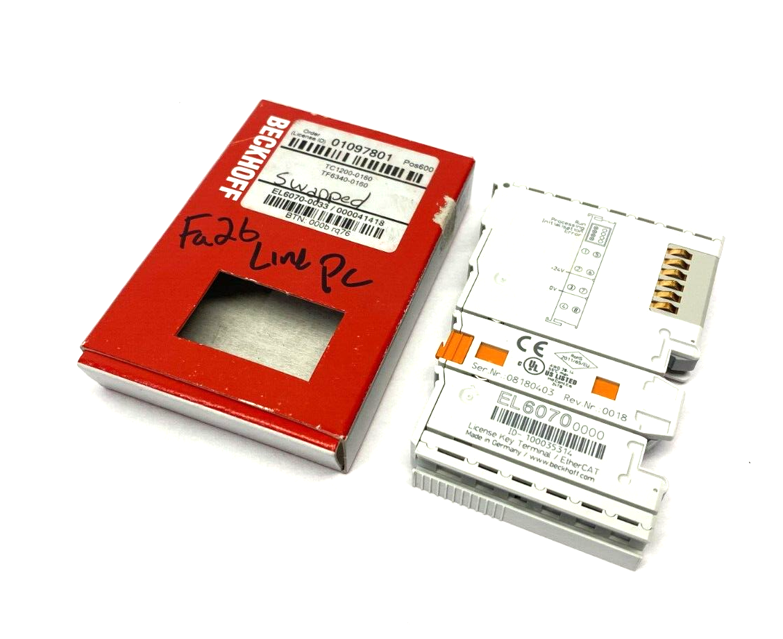 Beckhoff EL6070 License Key EtherCAT Terminal for TwinCAT 3.1 - New – Open box - Maverick Industrial Sales
