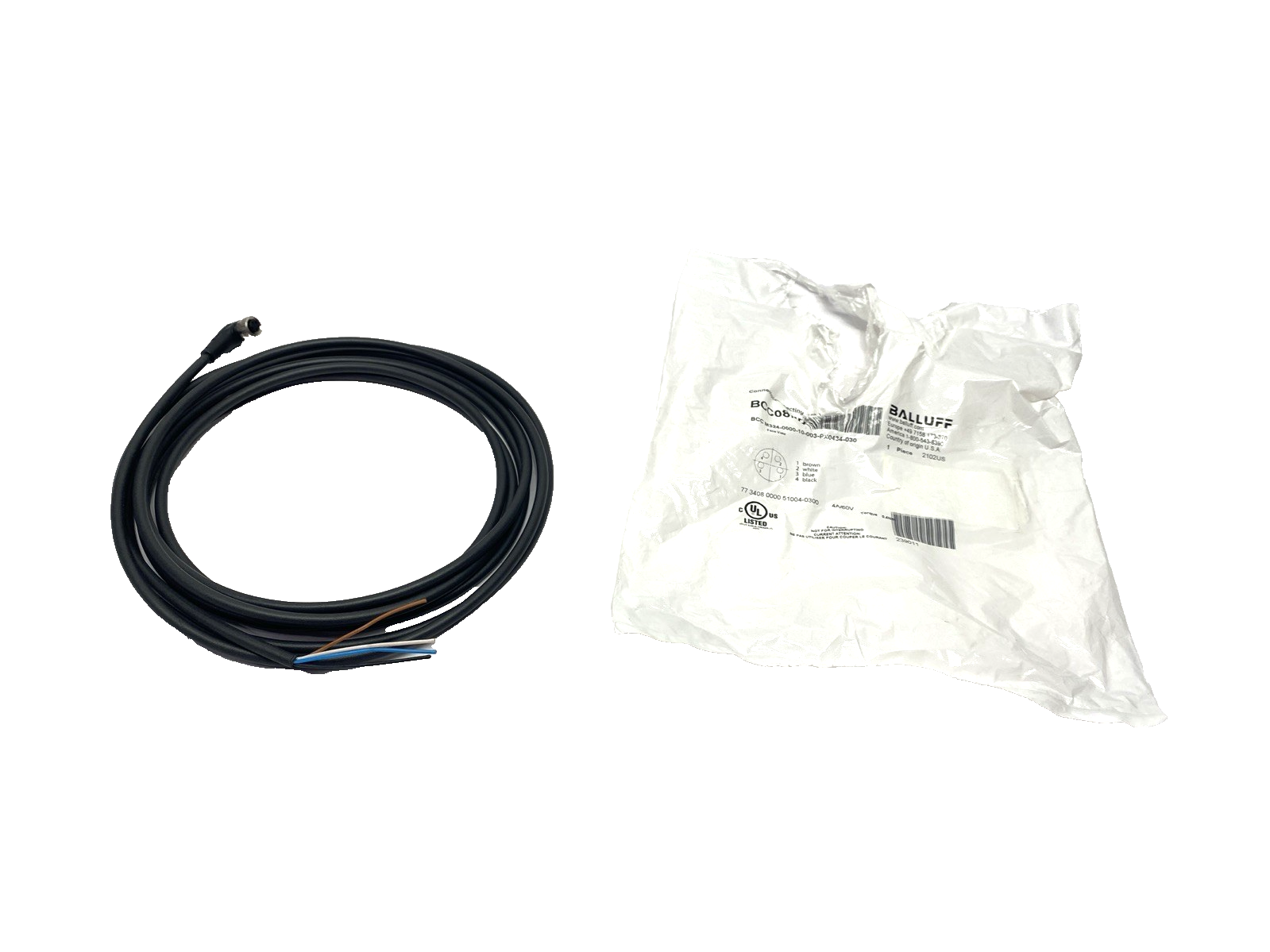 Balluff BCC08MP Cordset 4-Pin M8 Female 3m BCC M324-0000-10-003-PX0434-030 - Maverick Industrial Sales