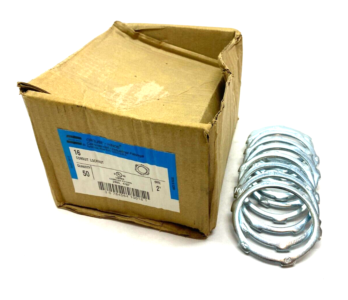 Cooper Crouse Hinds 16 IMC Rigid Conduit Locknut 2" Malleable Iron BOX OF 10 - Maverick Industrial Sales