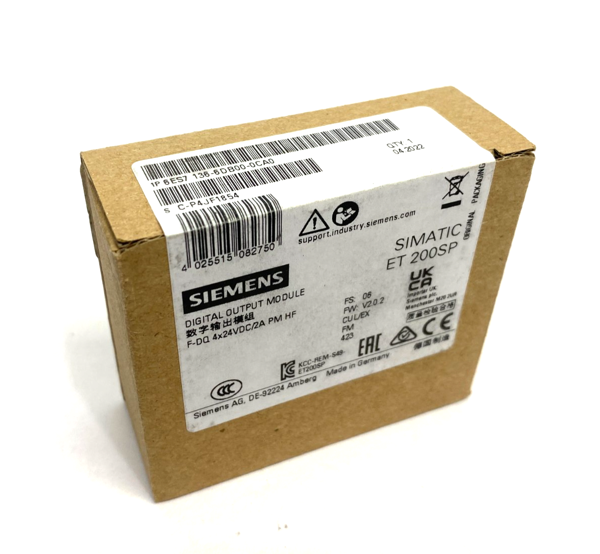 Siemens 6ES7136-6DB00-0CA0 SIMATIC ET 200SP Digital Output Module 4x24VDC/ 2A - Maverick Industrial Sales