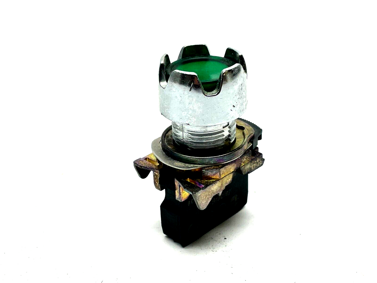 800FM-LG3 | Allen Bradley Guarded Pushbutton Green w/ 800F-Q3G Ser. A Lamp Module - Used - Maverick Industrial Sales