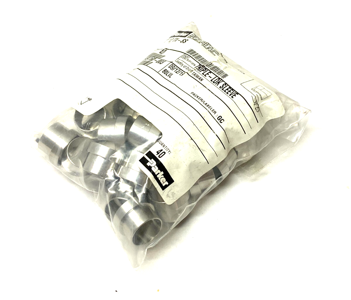 Parker 12 TX-SS Triple-Lok 37° Locknut Sleeve PKG OF 40 - New - Maverick Industrial Sales