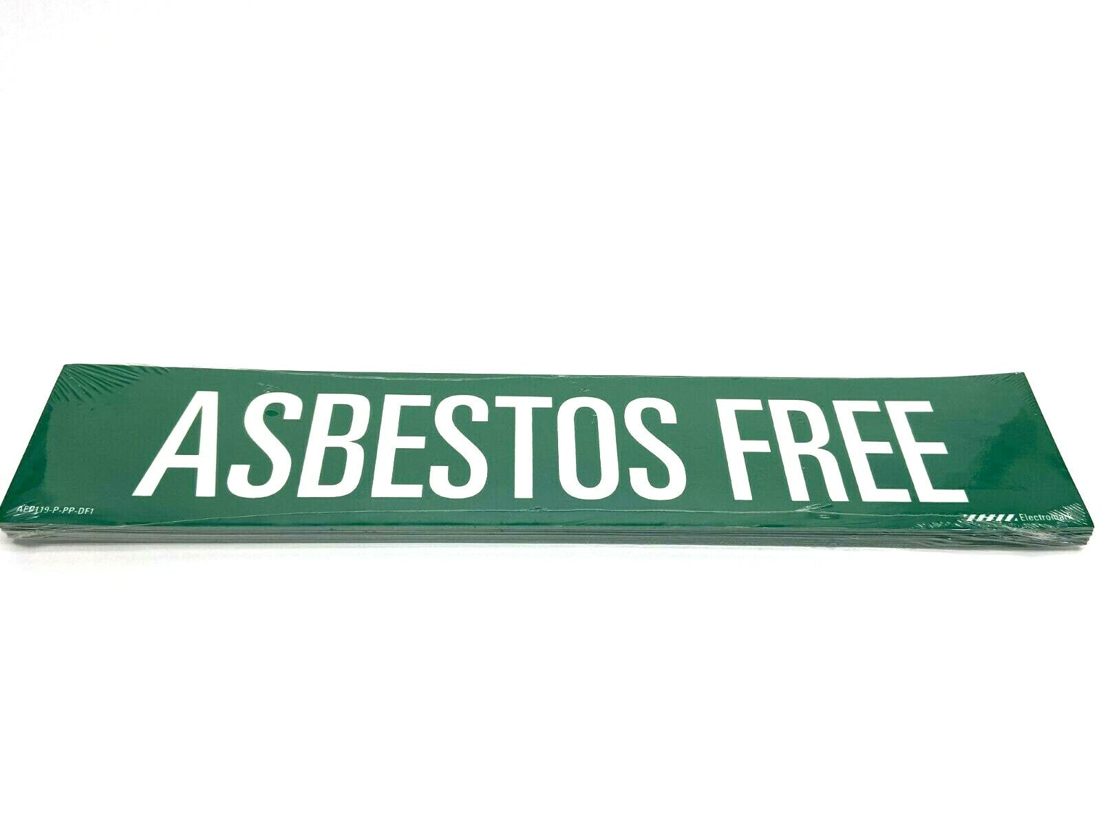 Electromark "Asbestos Free" Sticker White on Green 12 x 2-1/4" PACK OF 25 - Maverick Industrial Sales