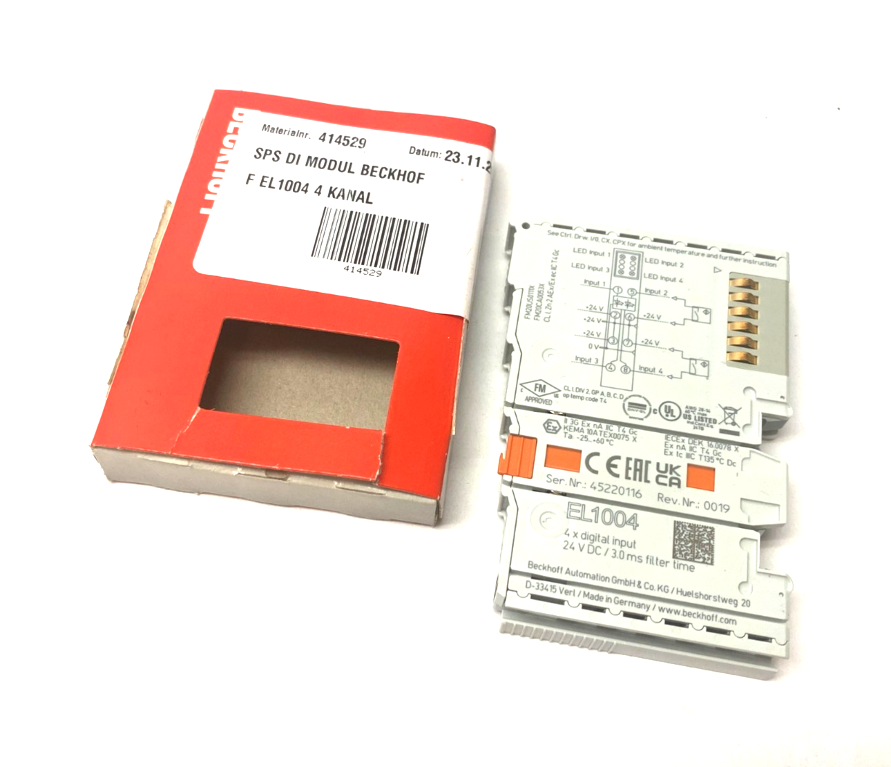 Beckhoff EL1004 EtherCAT 4-Channel Digital Input Terminal 24VDC - Maverick Industrial Sales