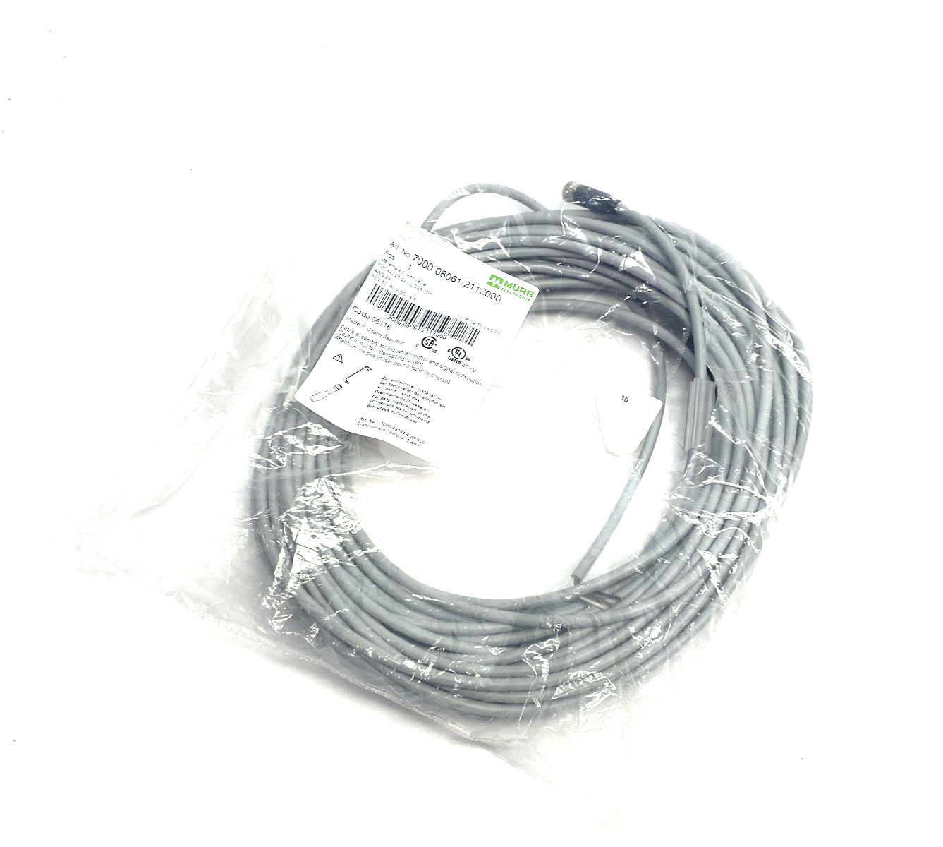 Murrelektronik 7000-08061-2112000 Single Ended M8 female 0° A-cod. Cable, 20m - Maverick Industrial Sales