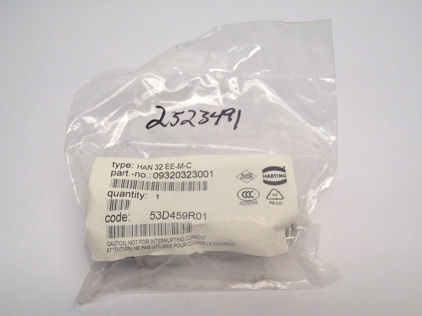 09320323001 | Harting Heavy Duty Connector Insert 16A 500V 6kV 3 HAN 32 EE-M-C - New Other - Maverick Industrial Sales