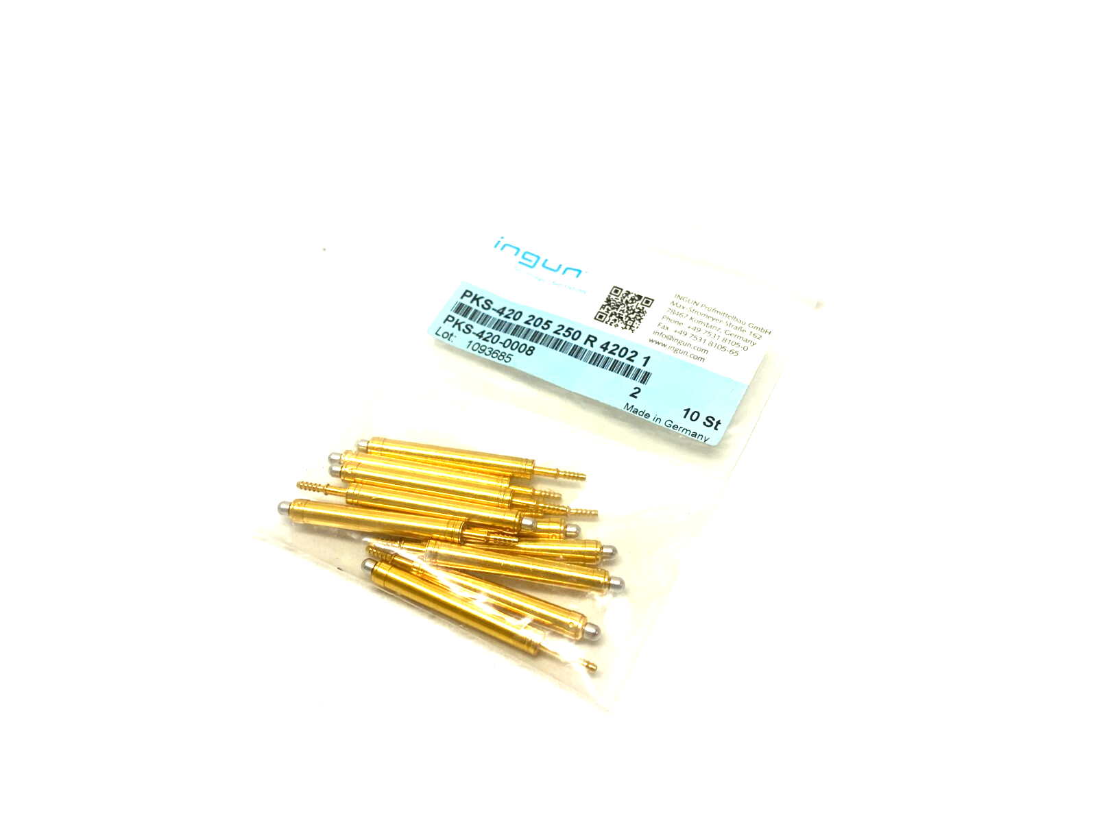 Ingun PKS-420 205 250 R 4202 1 Pneumatic Test Probe PKS-420-0008, PKG OF 11 - Maverick Industrial Sales