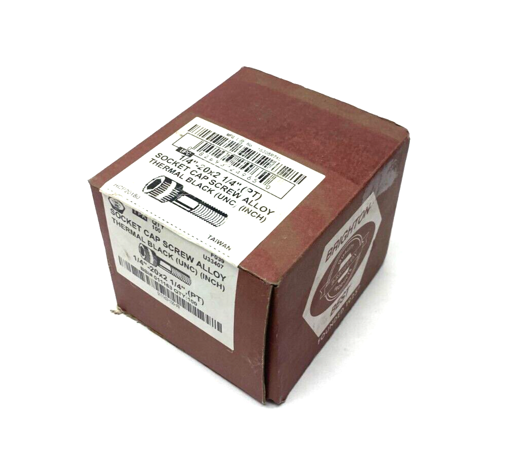 Brighton 011163 Thermal Black Alloy Socket Cap Screw 1/4"-20x2-1/4" BOX OF 100 - Maverick Industrial Sales