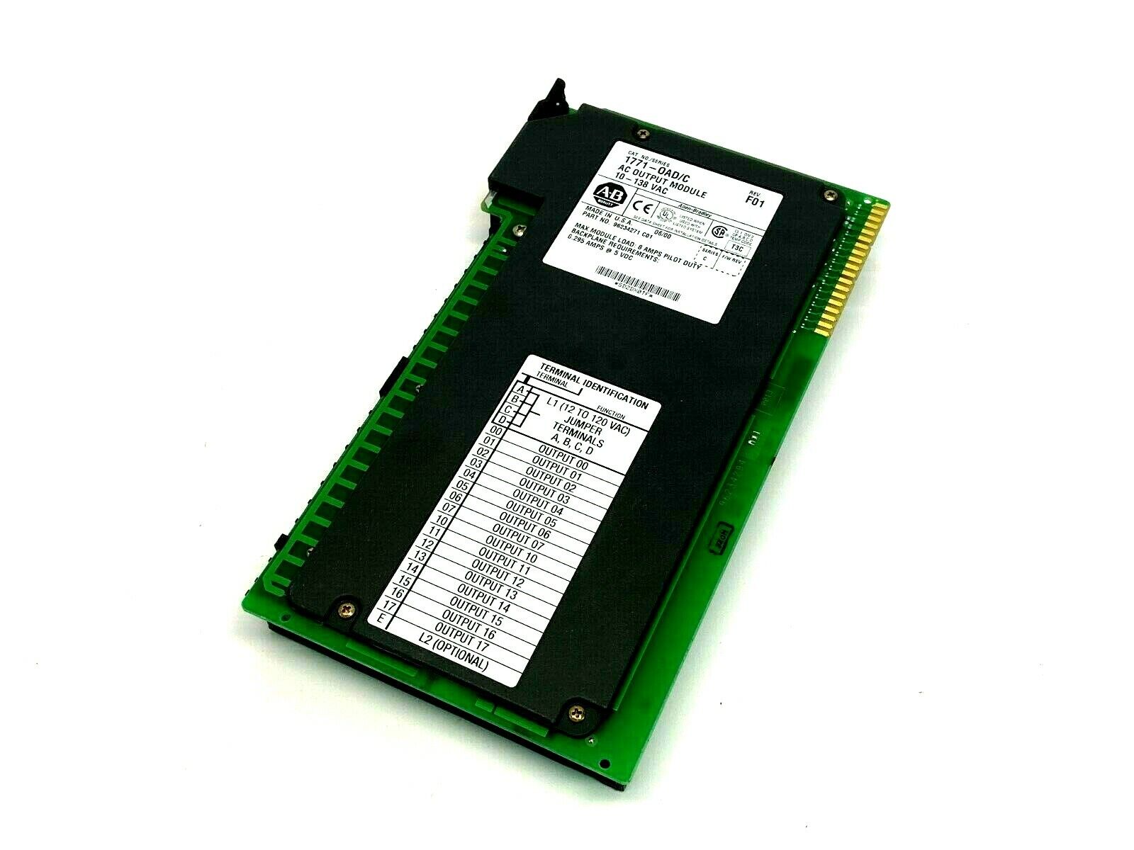 Allen Bradley 1771-OAD/C Rev F01 AC Output Module 10-138VAC 96234271 - For parts or not working - Maverick Industrial Sales