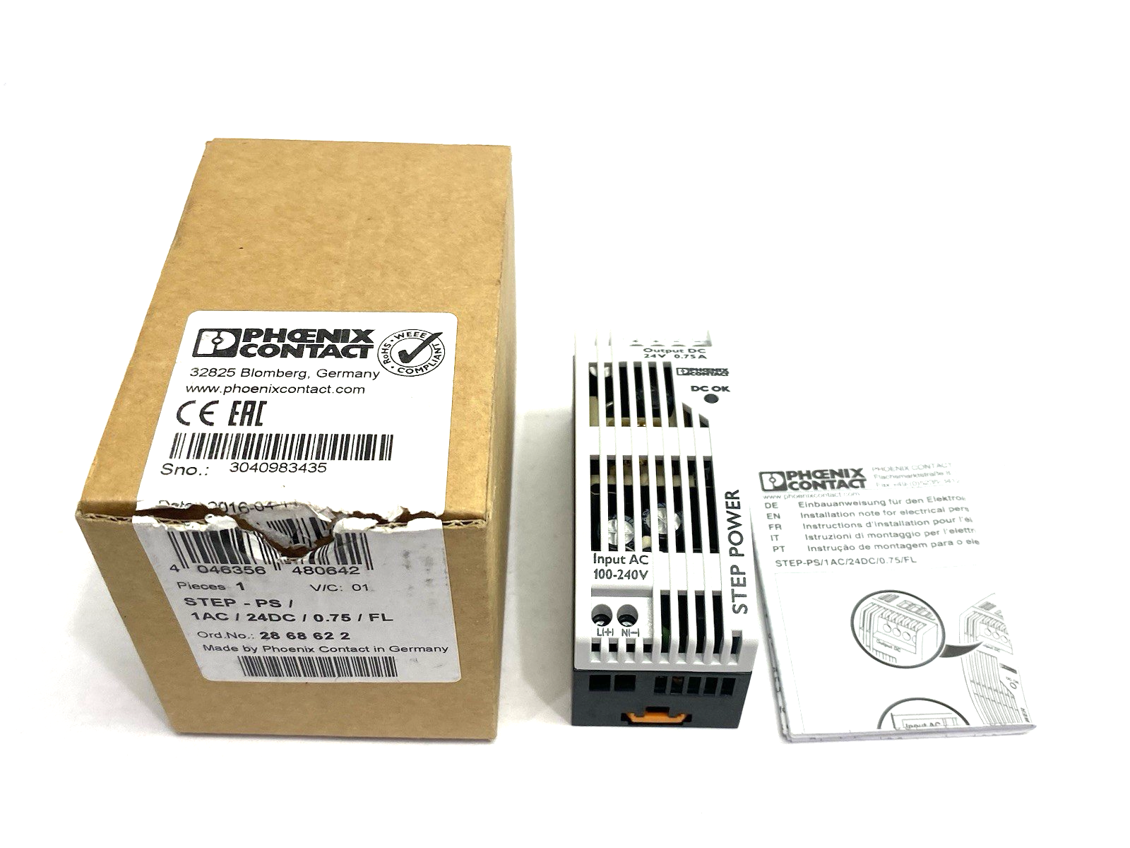 Phoenix Contact STEP-PS/ 1AC/24DC/0.75/FL Primary Switched Power Supply 2868622 - Maverick Industrial Sales