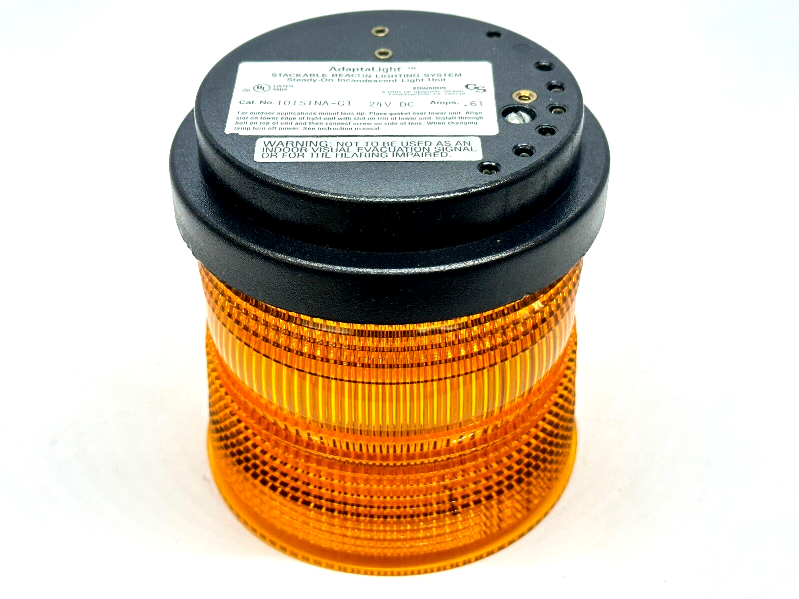 Edwards 101SINA-G1 AdaptaLight 101 Series Stackable Beacon Light Amber .61A 24V - New – Open box - Maverick Industrial Sales