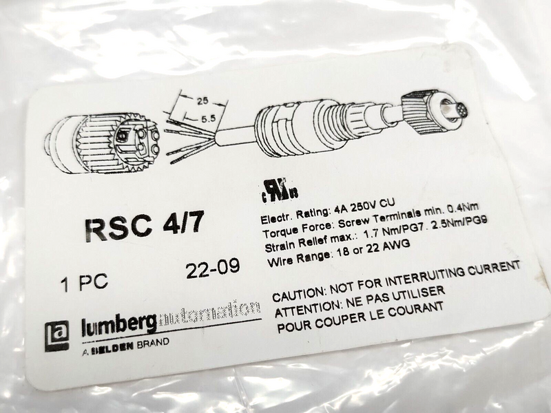 Lumberg Automation RSC 4/7 M12 4-Pin Field Wireable Connector 600005191 - Maverick Industrial Sales