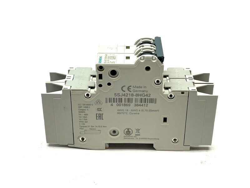 Siemens 5SJ4218-8HG42 Miniature Circuit Breaker 15A 2P - Maverick Industrial Sales