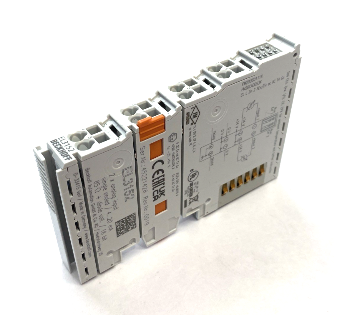 EL3152 | Beckhoff EtherCAT 2‑Channel Analog Input Terminal, 16-bit, 4-20mA - Used - Maverick Industrial Sales