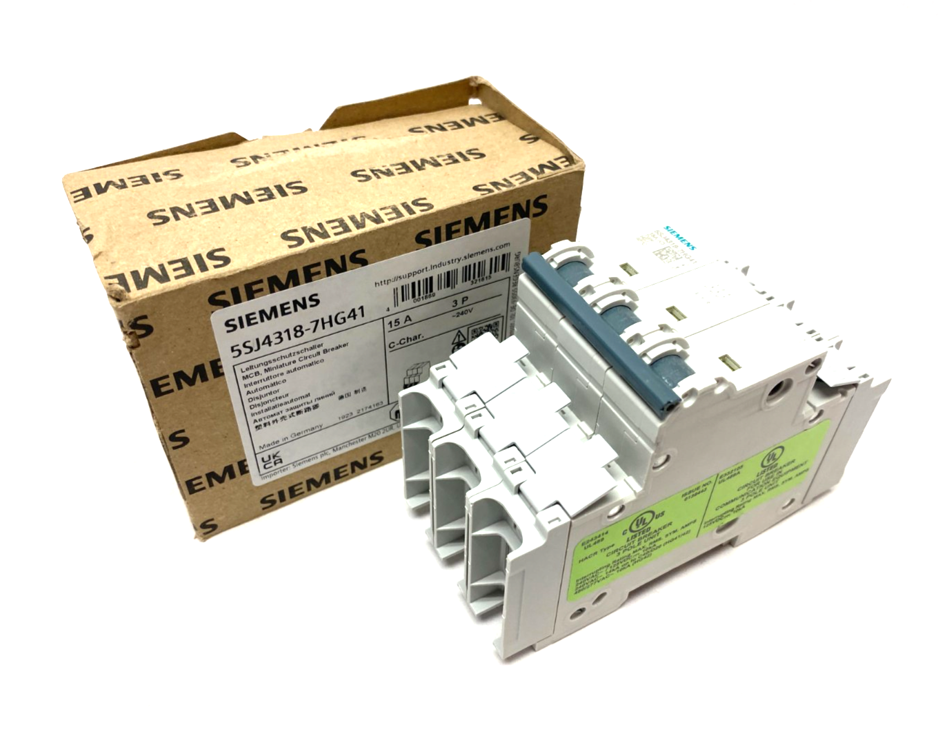 Siemens 5SJ4318-7HG41 Miniature Circuit Breaker 3-Pole 15A C-Char. - Maverick Industrial Sales