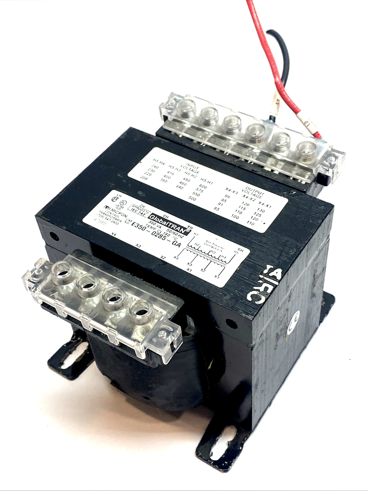 E350‑0285‑GA | Micron GlobalTRAN 350VA control transformer 208‑600V 85‑130V - Used - Maverick Industrial Sales