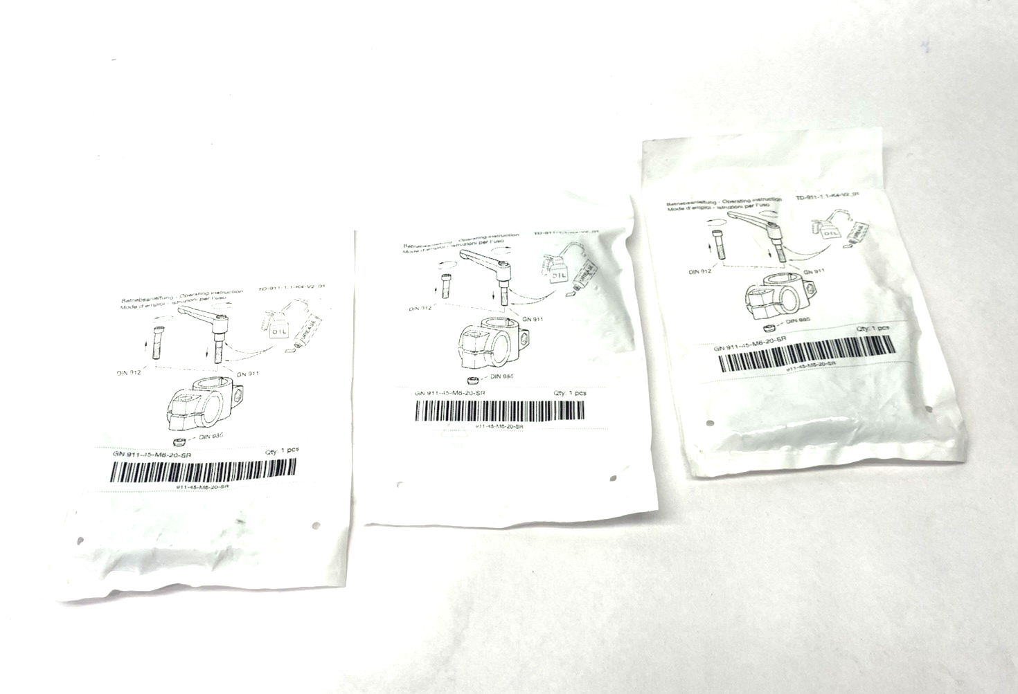 GN 911-45-M6-20-SR | Ganter Adjustable Lever for Connector Clamp, Zinc, LOT OF 3- New - Maverick Industrial Sales