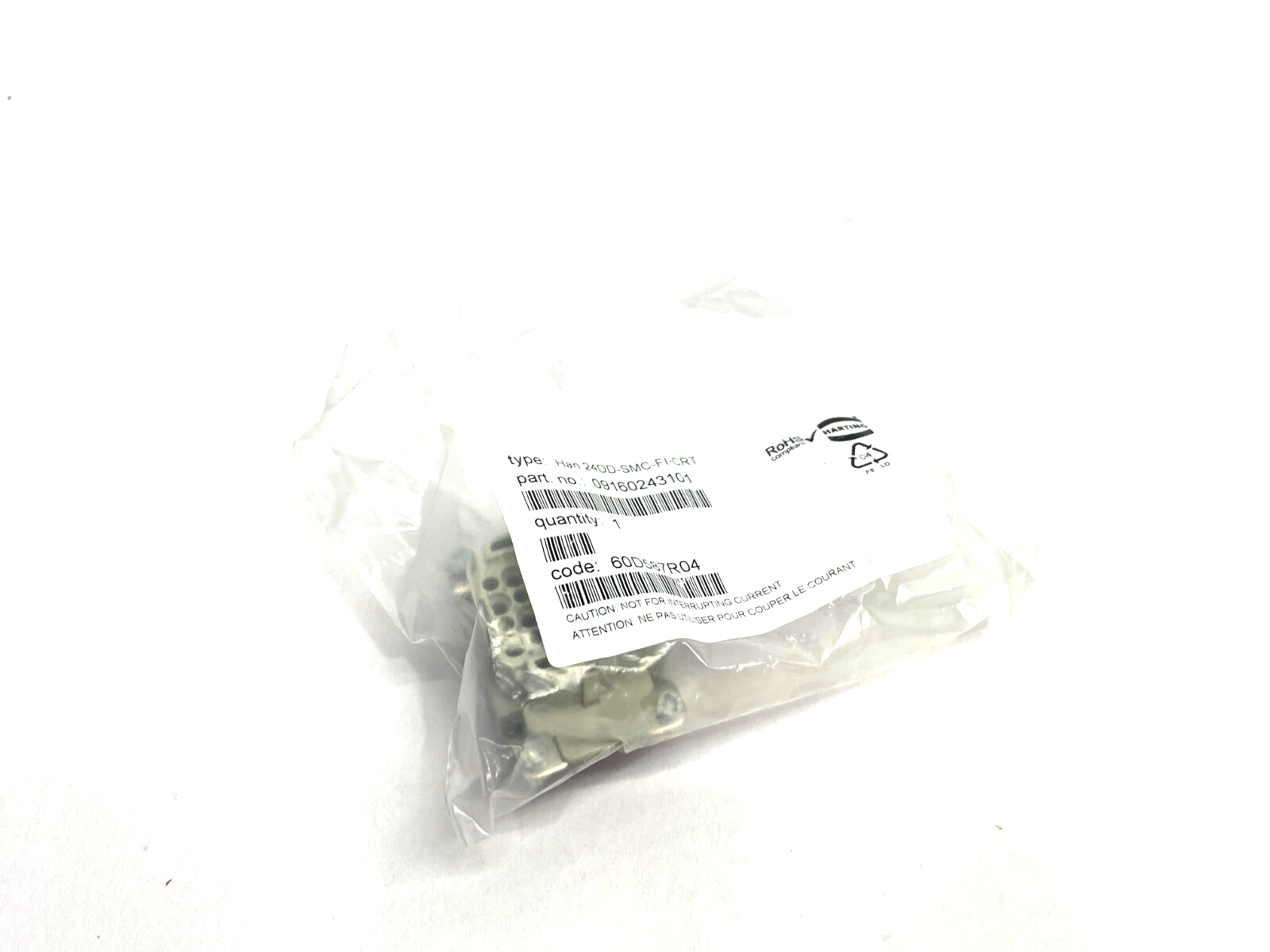 Harting 09160243101 Crimp Insert Connector 24-Position Han DD 24 POS. F CRIMP - New - Maverick Industrial Sales