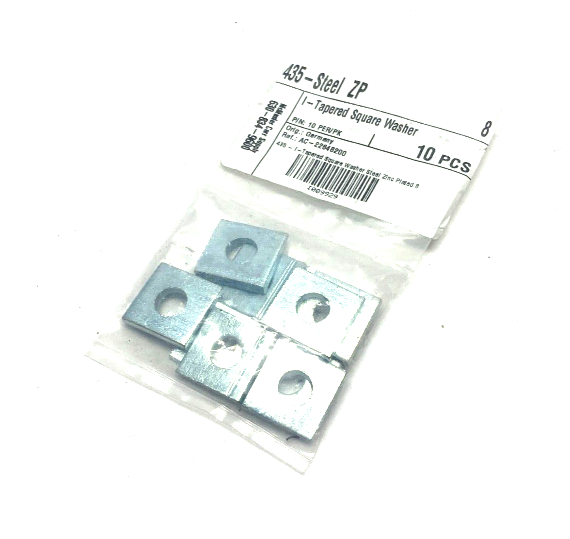 M8 Zinc Plated Steel Tapered Square Washer DIN 435 PKG OF 10 - New - Maverick Industrial Sales