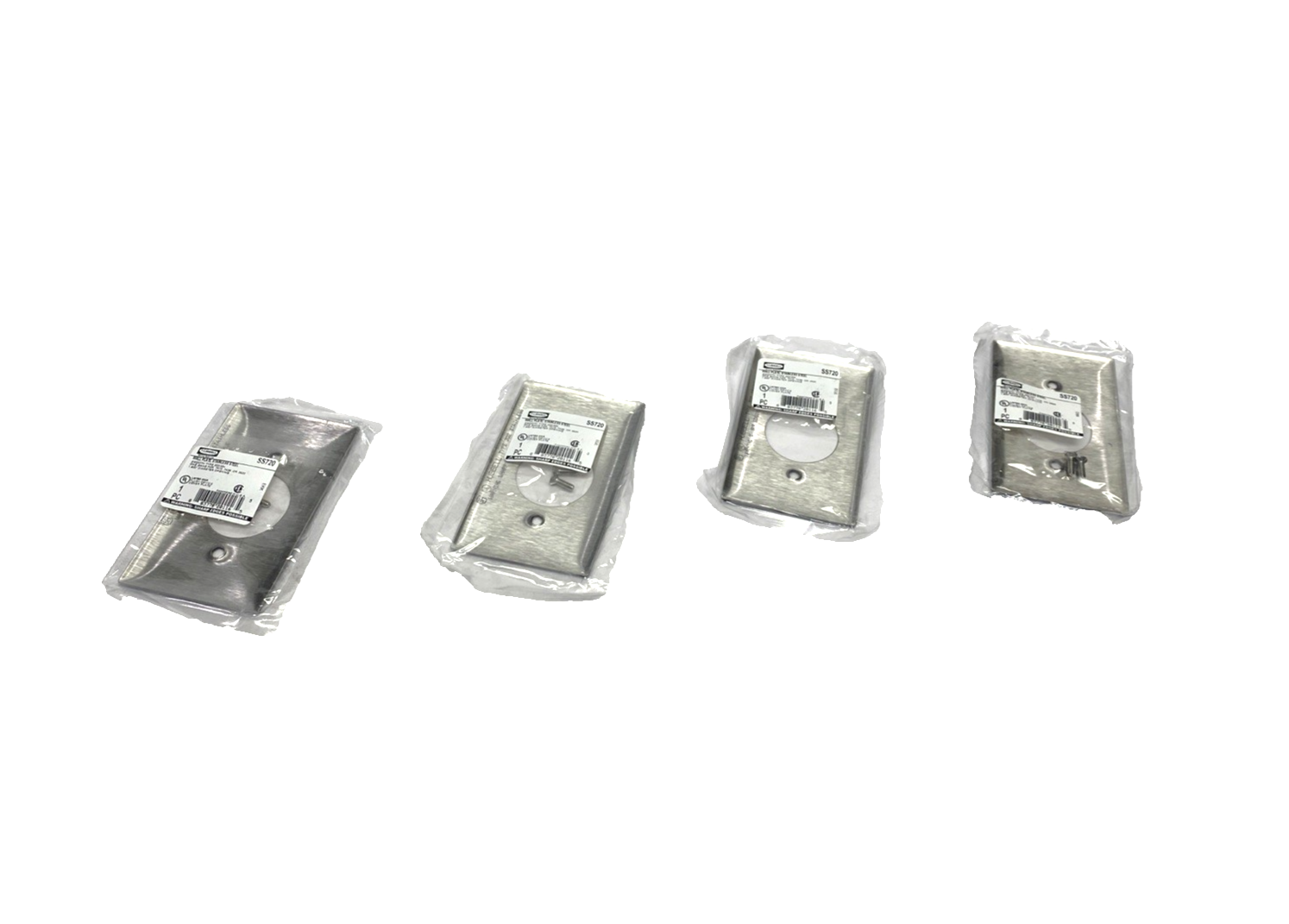 Hubbell SS720 1-Gang 1-Receptacle SS Wall Plate/Cover 1.59" Dia. LOT OF 4 - Maverick Industrial Sales