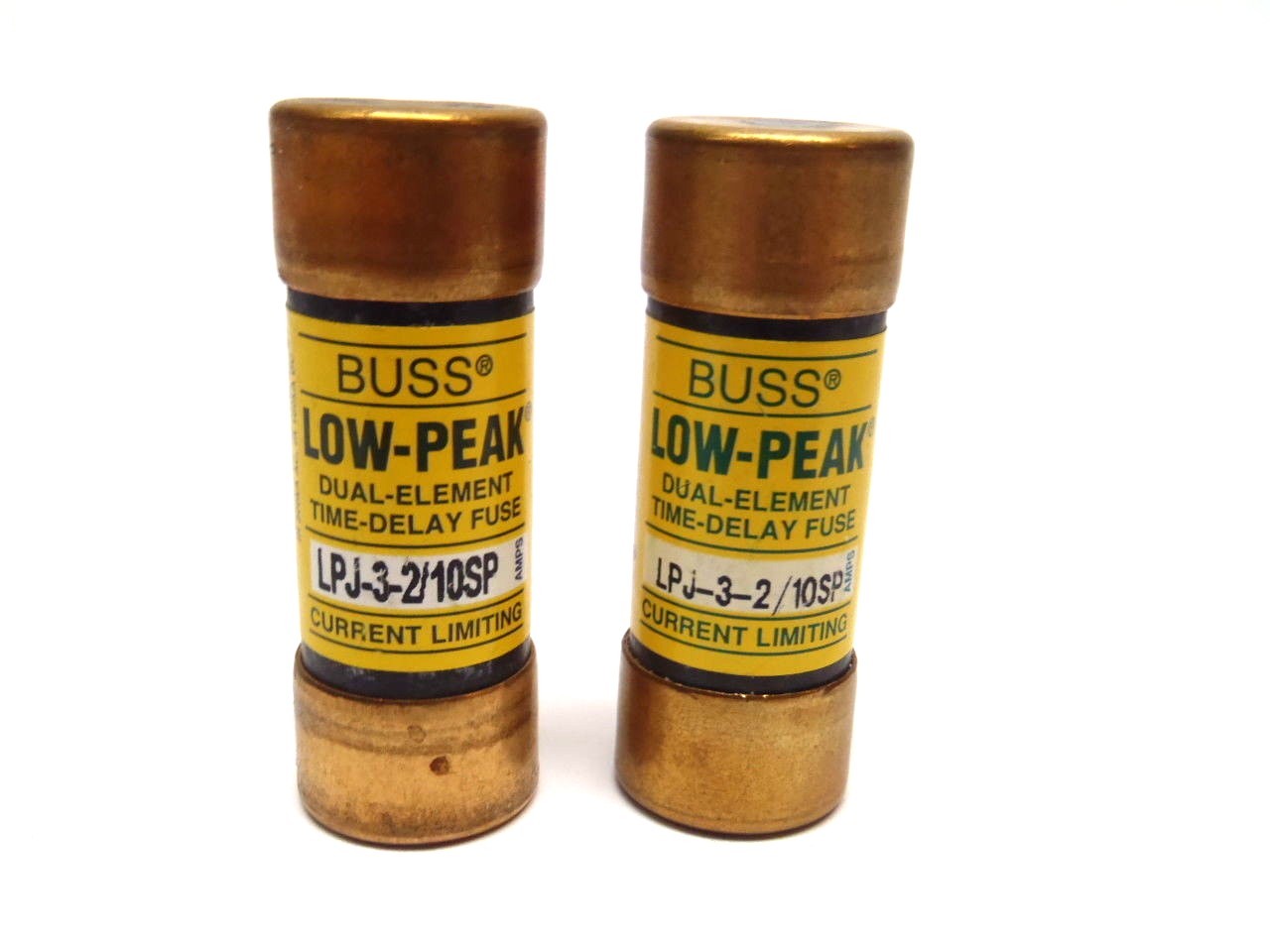 LPJ-3-2/10SP | Bussmann Low-Peak Dual-Element Fuse 3.2A 600VAC or Less LOT OF 2 - Used - Maverick Industrial Sales