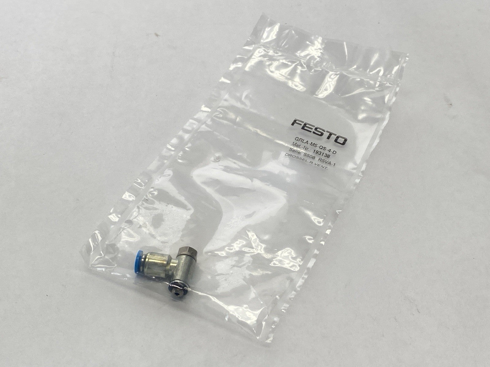 Festo GRLA-M5-QS-4-D One-Way Flow Control Valve 193138 - New - Maverick Industrial Sales