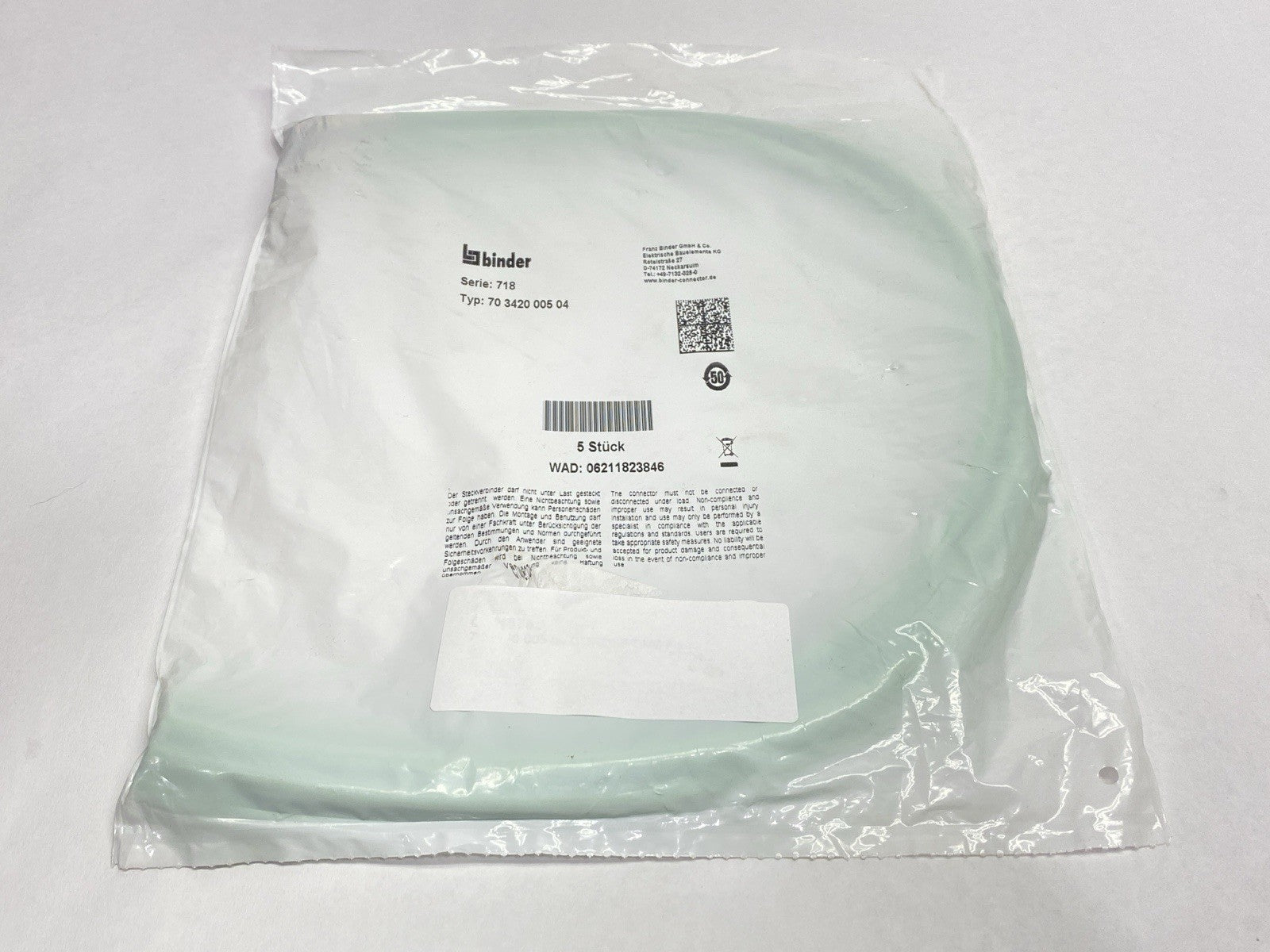 70 3420 005 04 | Binder Female M8 Panel Mount Connector 0.5m PKG OF 5 - New - Maverick Industrial Sales