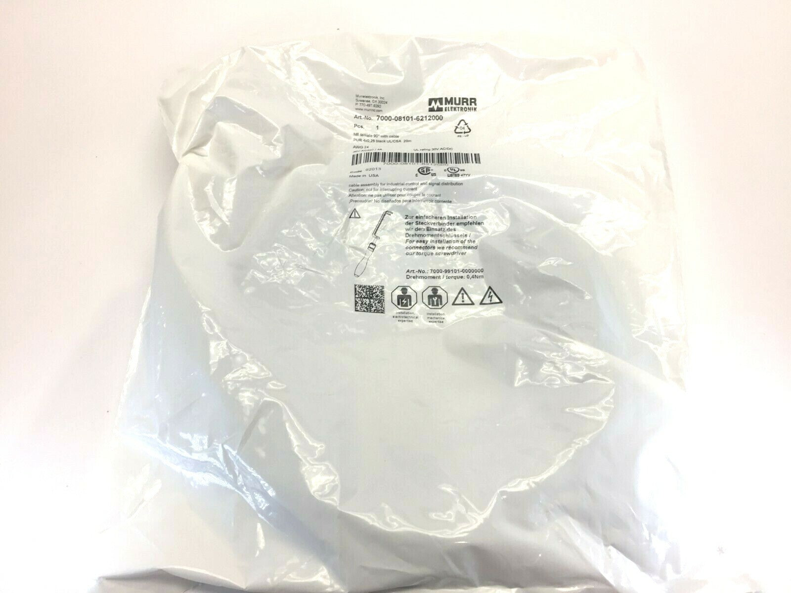 7000-08101-6212000 | Murr M8 Angled Female to Flying Leads 30M - New - Maverick Industrial Sales