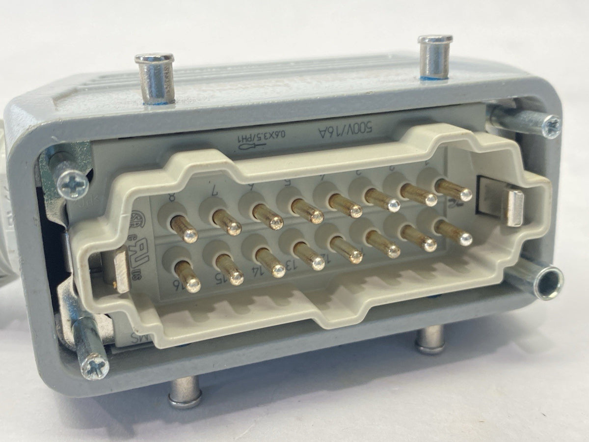 HDC HE 16 MS | Weidmuller Male Connector 16P 16A 500V 1207500000 w/ 1788180000- Used - Maverick Industrial Sales