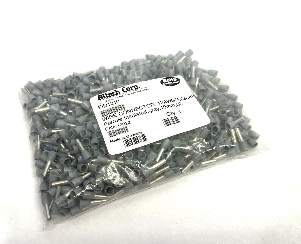 FID1210 | Altech Single Insulated Wire Ferrule Crimp 12 AWG : 4 mm² 500-PACK - New - Maverick Industrial Sales