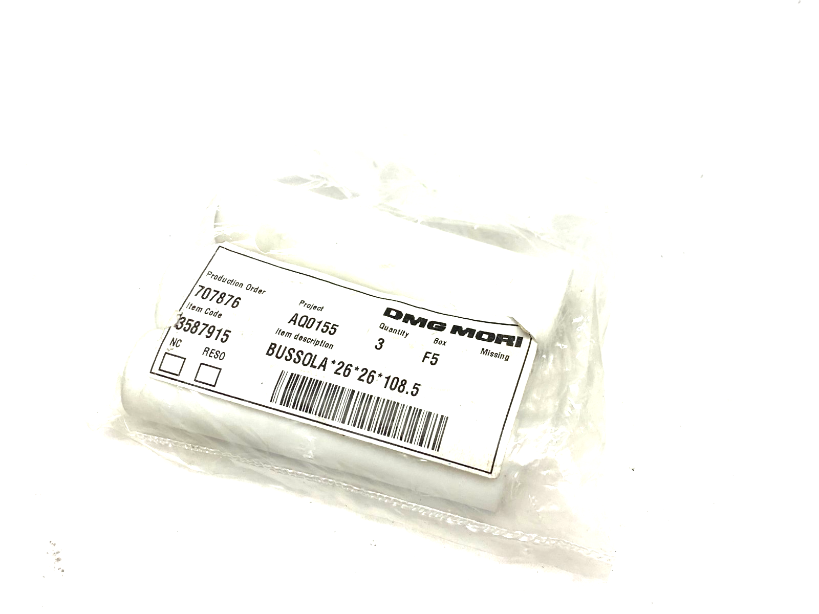 3587915 | DMG Mori Plastic Tube 26x26x108.5 PKG OF 3 - New - Maverick Industrial Sales