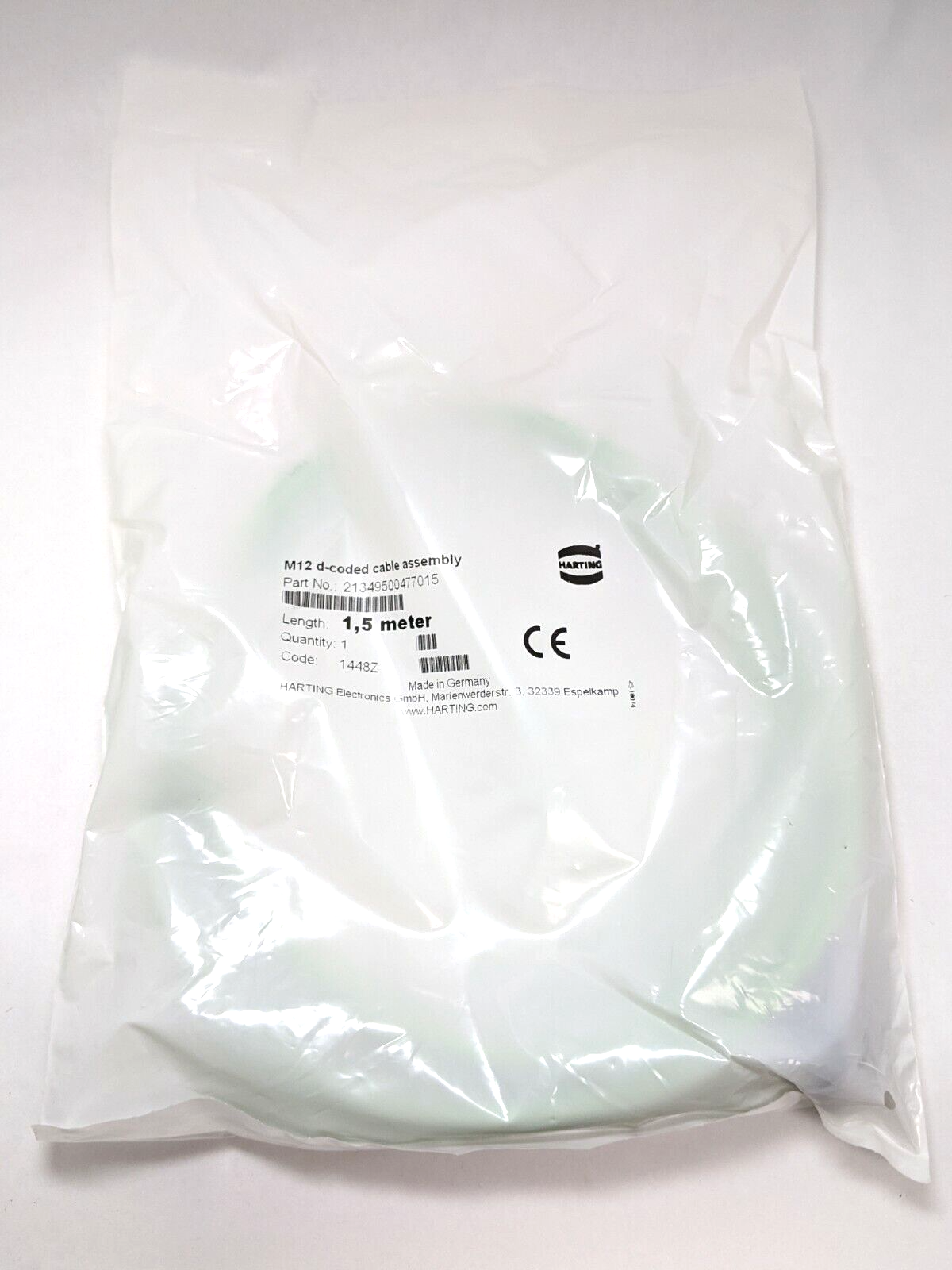 Harting 21349500477015 M12 D-Coded Cable Assembly - New - Maverick Industrial Sales